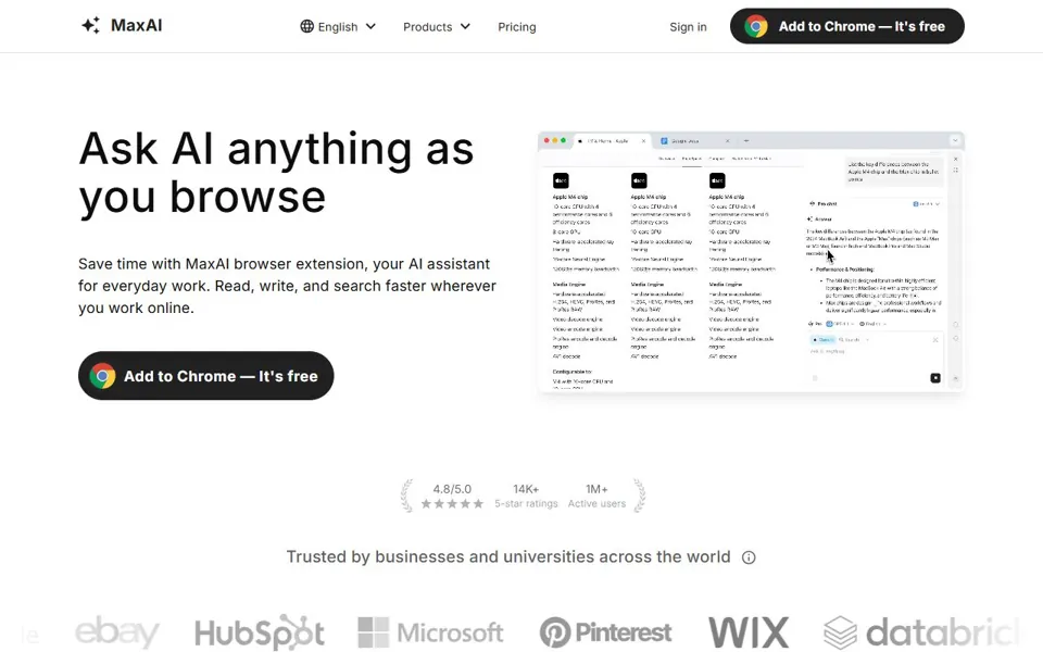 MaxAI website screenshot