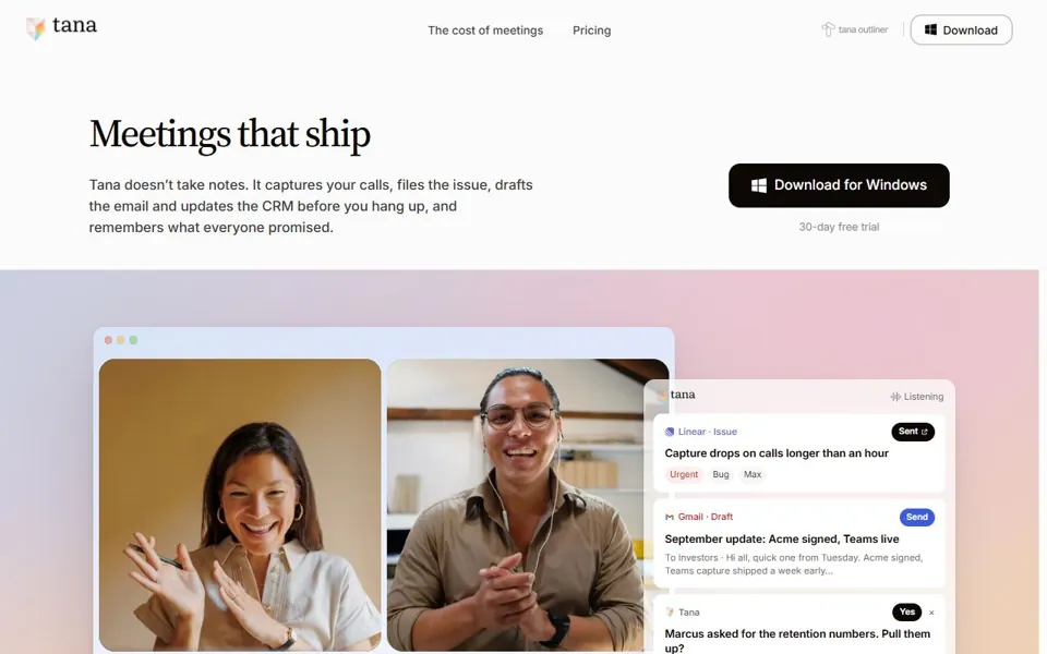 Tana website screenshot