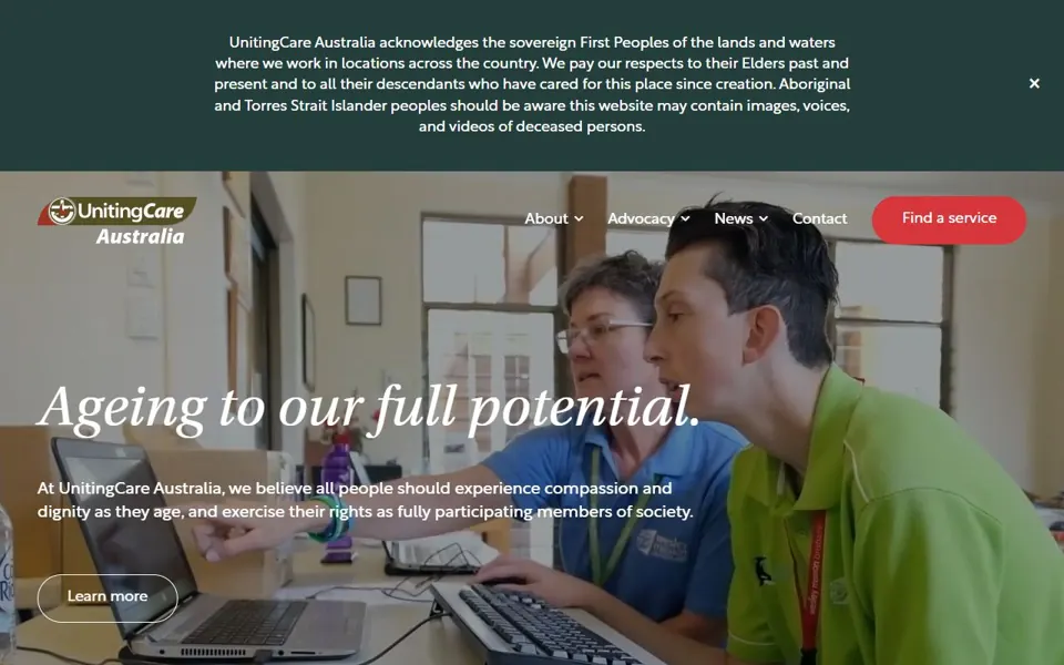 UnitingCare Australia website screenshot