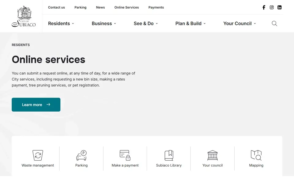 City of Subiaco website screenshot