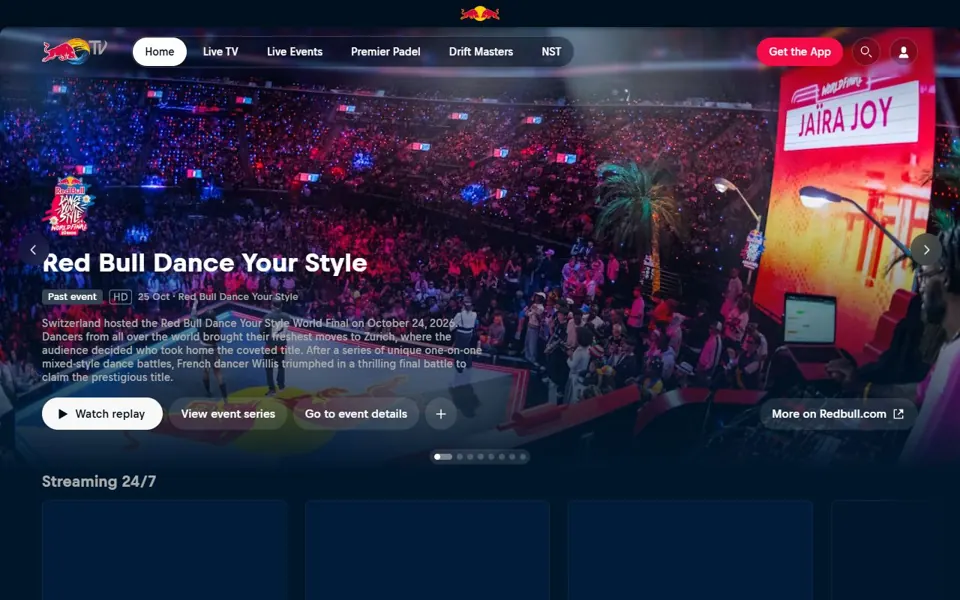 Red Bull TV website screenshot