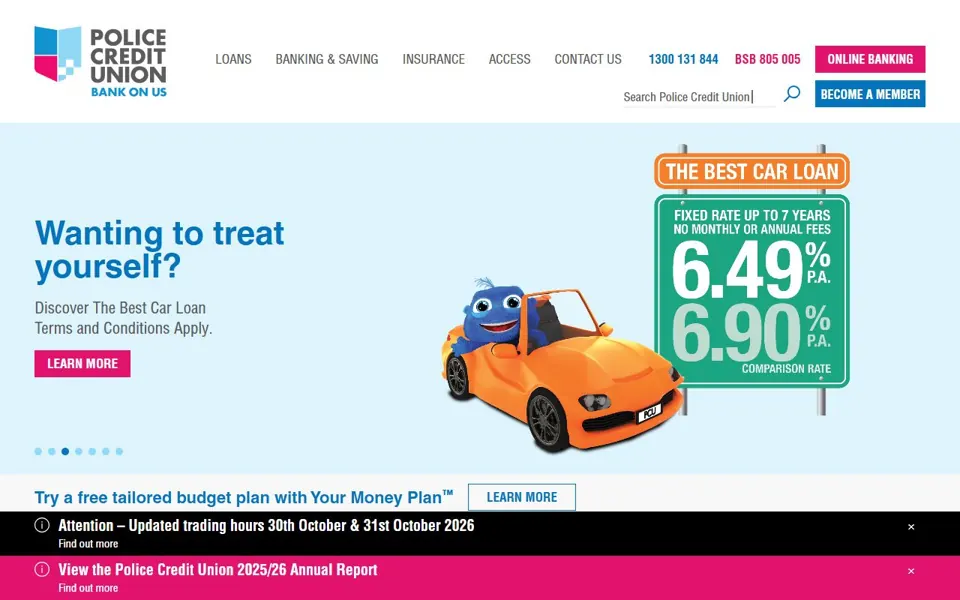 Police Credit Union website screenshot