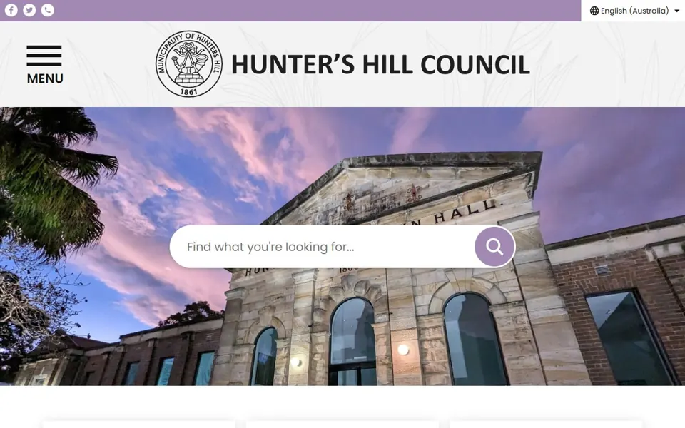 Hunters Hill Council website screenshot