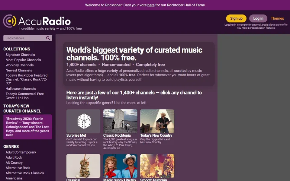 AccuRadio website screenshot