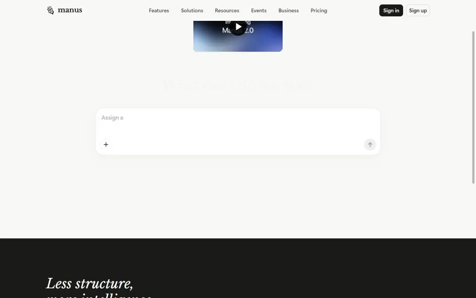 Manus website screenshot