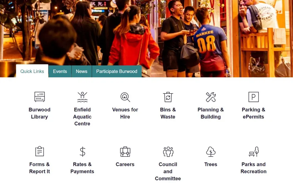 Burwood Council website screenshot