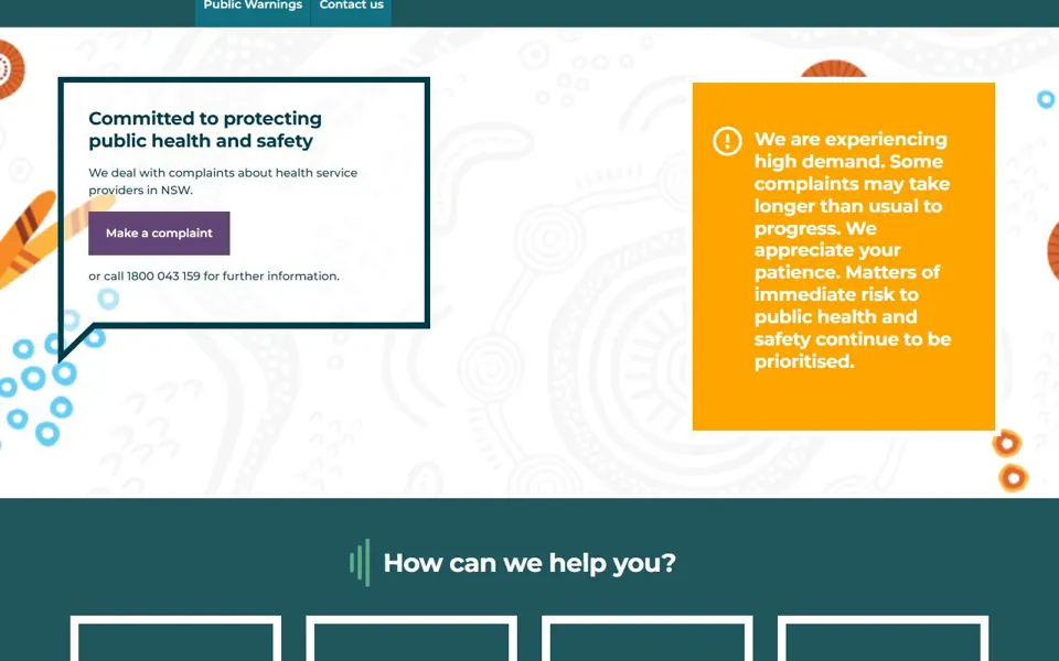Health Care Complaints Commission NSW website screenshot