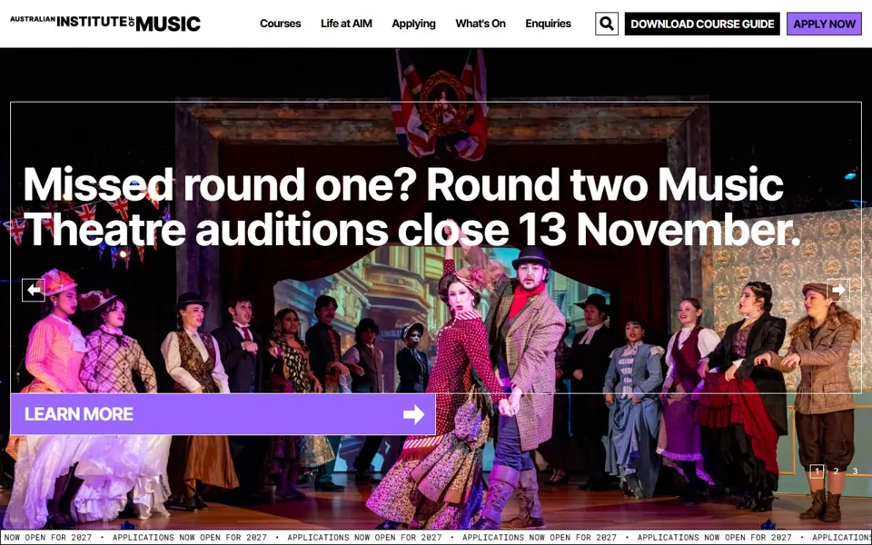 Australian Institute of Music website screenshot