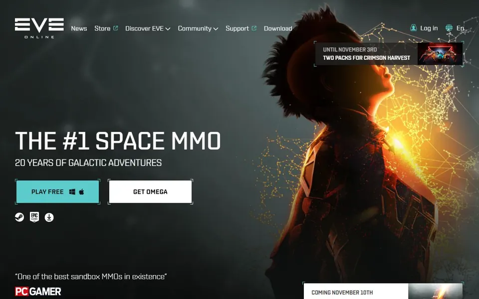 EVE Online website screenshot