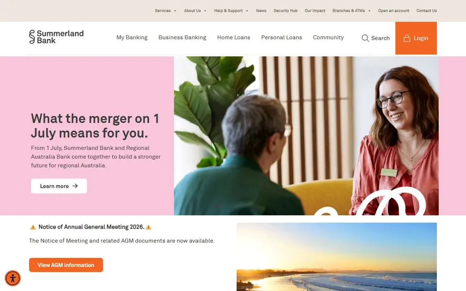 Summerland Bank website screenshot