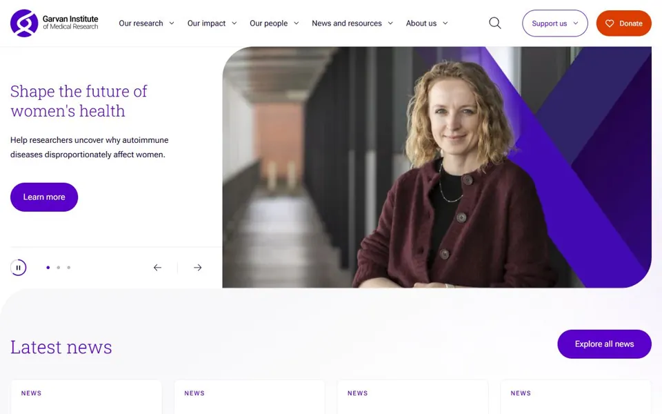 Garvan Institute website screenshot