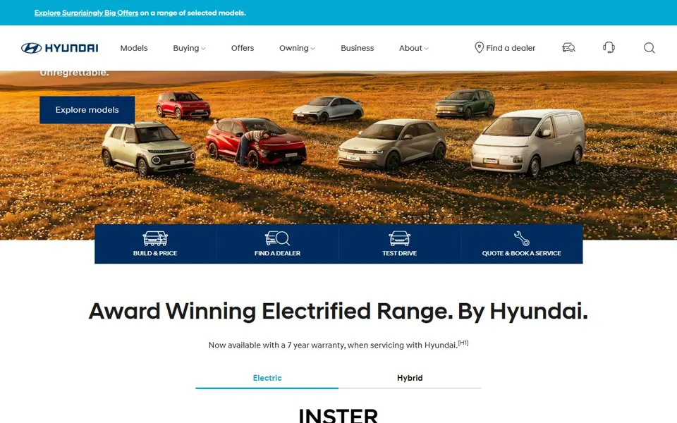 Hyundai Australia website screenshot