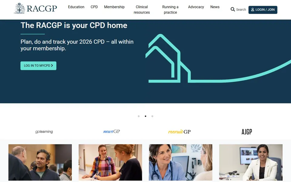 Royal Australian College of General Practitioners website screenshot