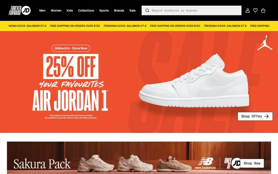 JD Sports Australia website screenshot