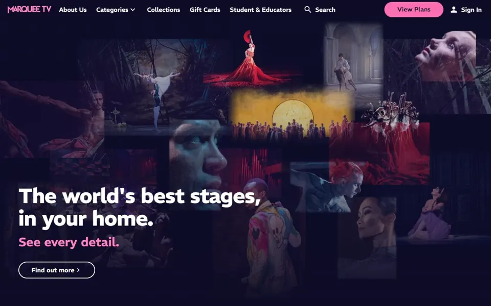 Marquee TV website screenshot