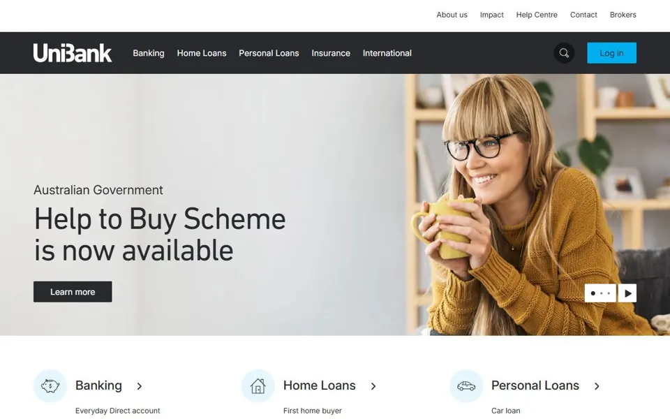UniBank website screenshot