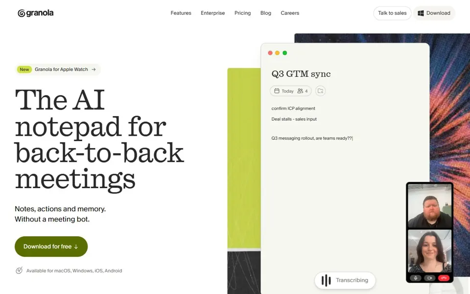 Granola website screenshot