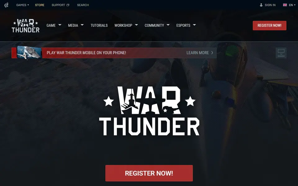 War Thunder website screenshot