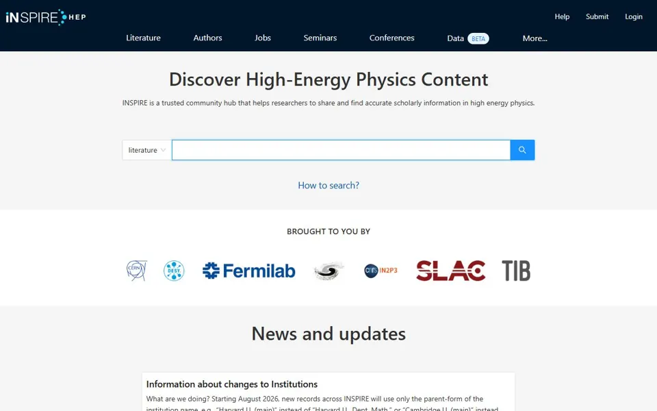 INSPIRE website screenshot