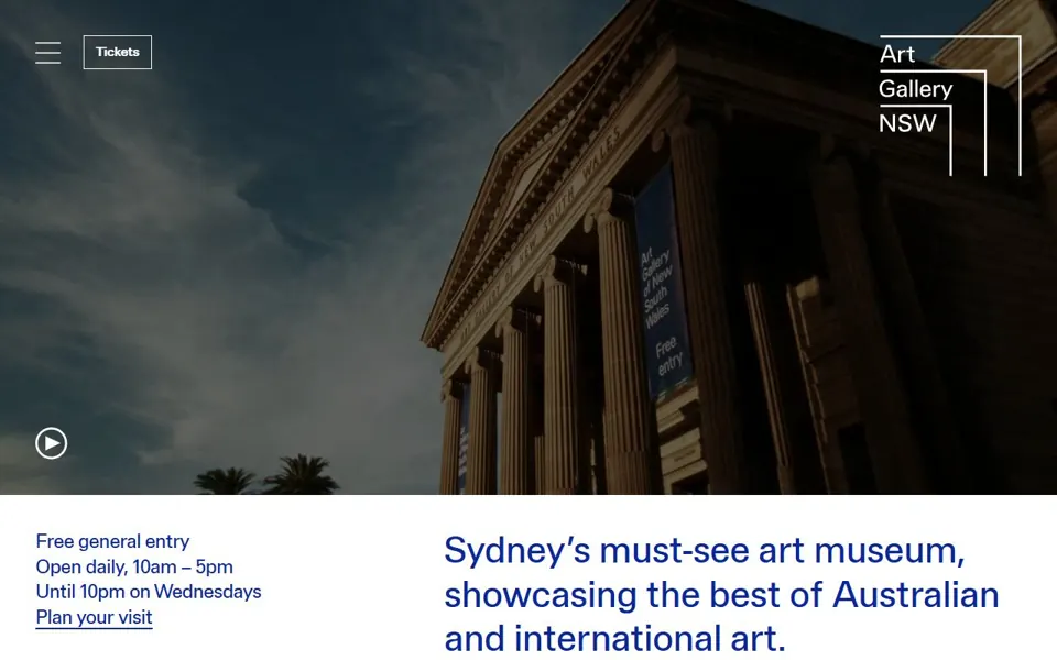 Art Gallery of NSW website screenshot