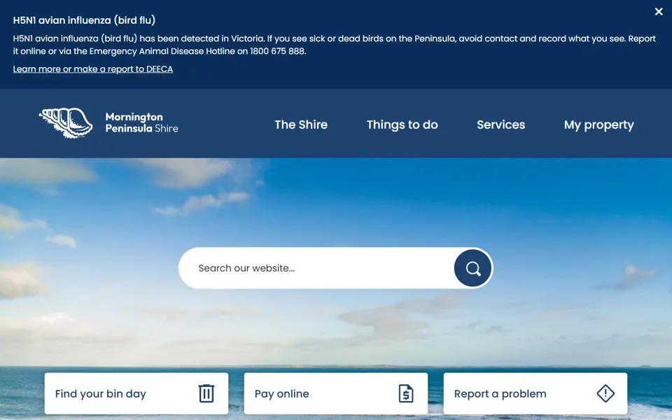 Mornington Peninsula Shire website screenshot