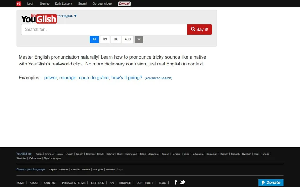 YouGlish website screenshot