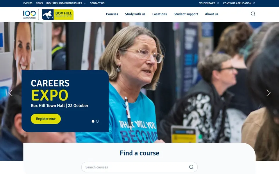 Box Hill Institute website screenshot