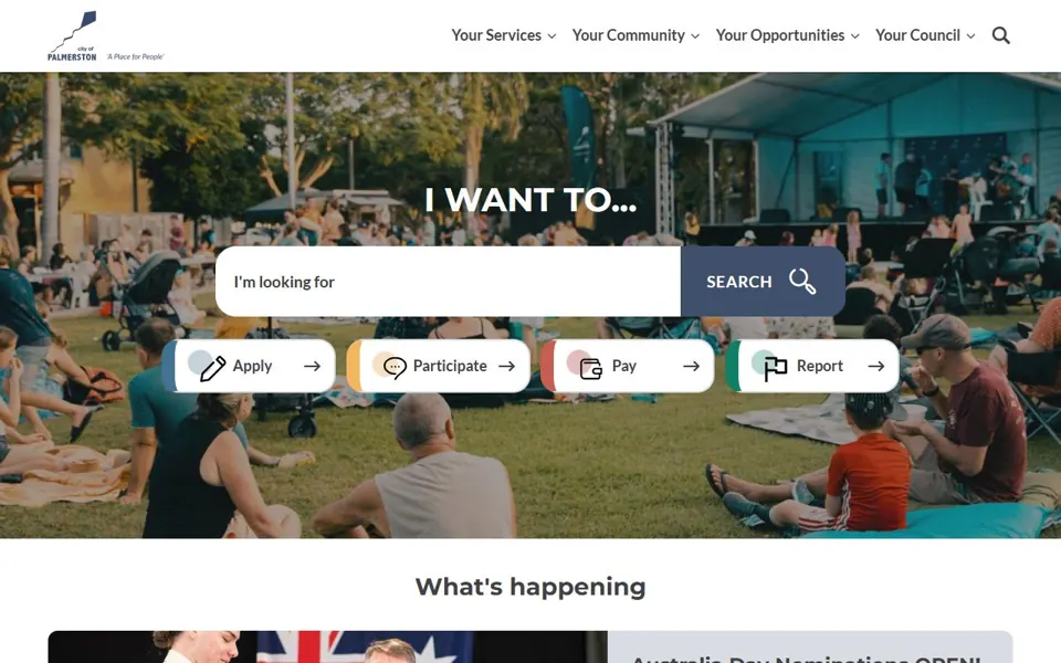 City of Palmerston website screenshot