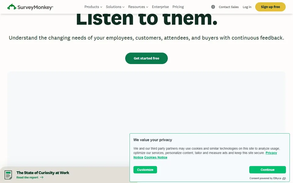 SurveyMonkey website screenshot