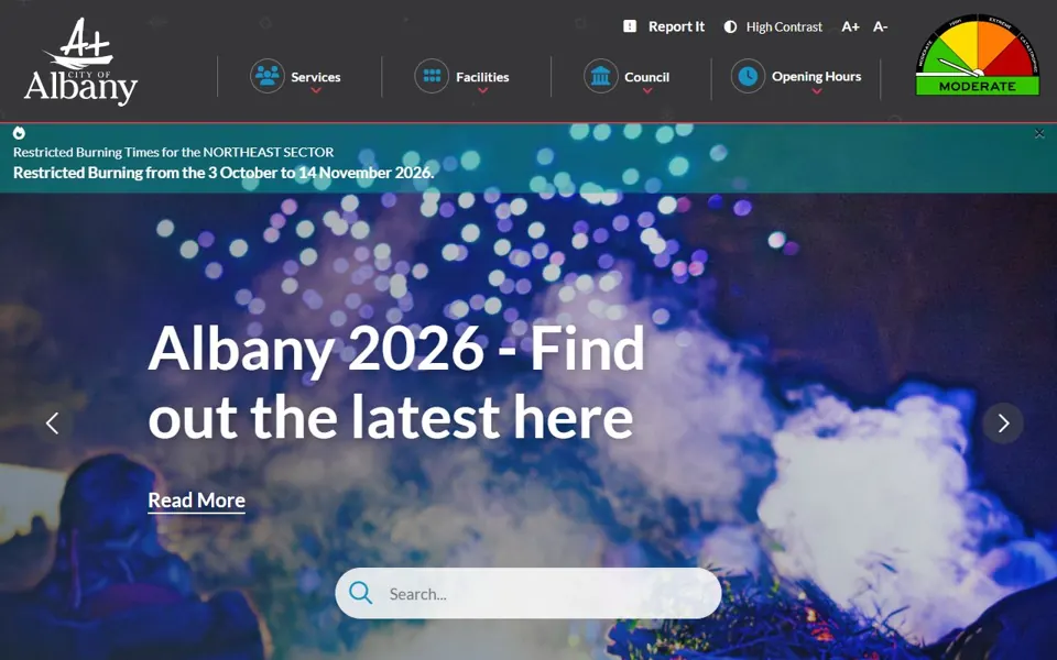 City of Albany website screenshot