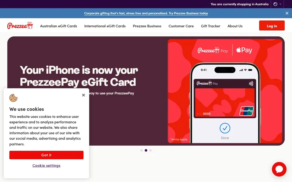 Prezzee website screenshot