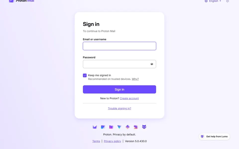 Proton Mail website screenshot