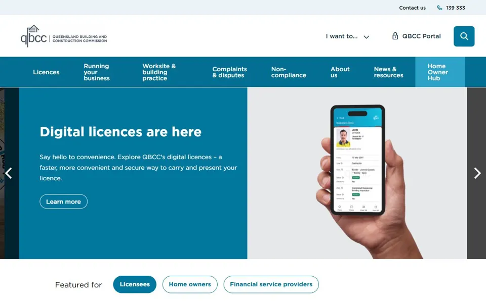 QBCC website screenshot