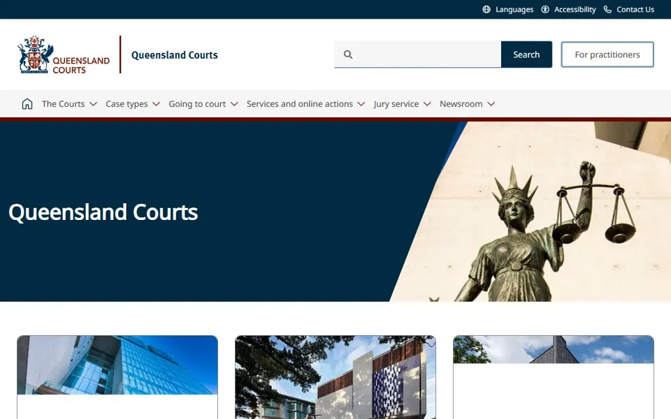 Queensland Courts website screenshot