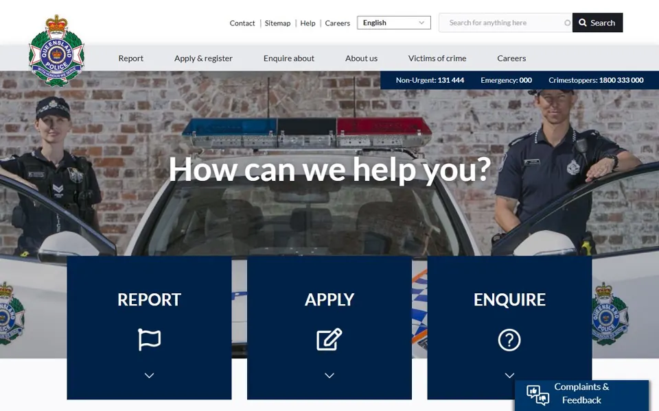 Queensland Police Service website screenshot