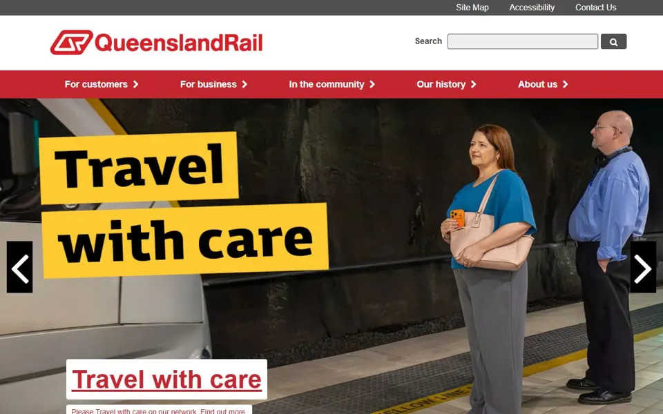 Queensland Rail website screenshot