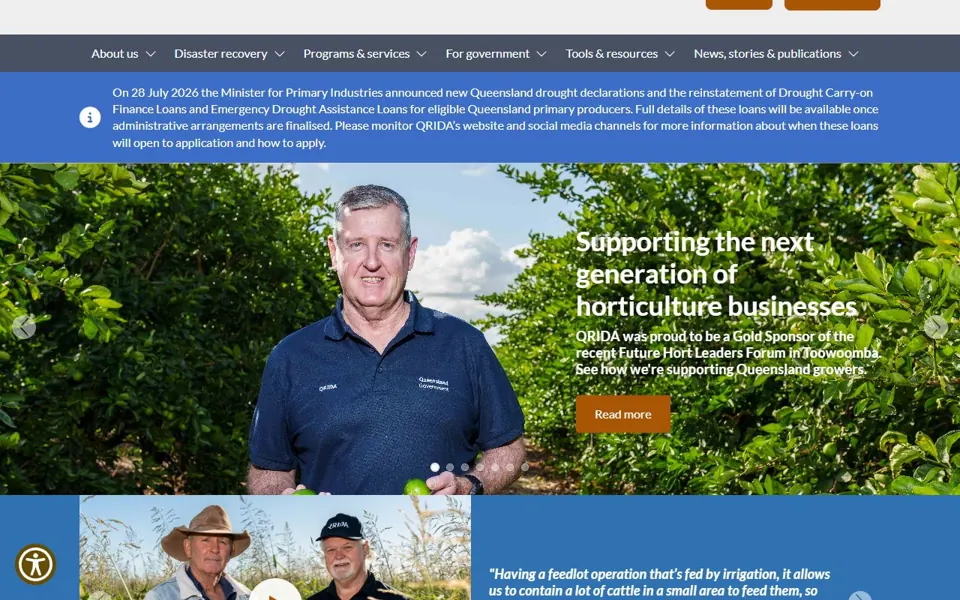 Queensland Rural and Industry Development Authority website screenshot