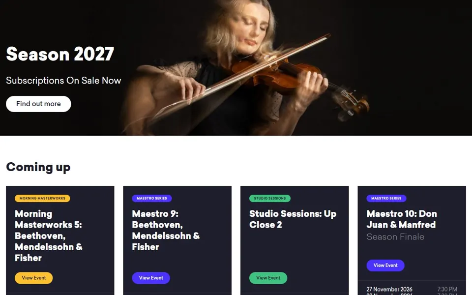 Queensland Symphony Orchestra website screenshot