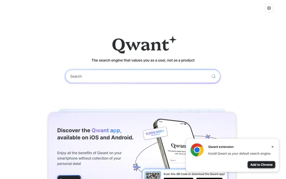 Qwant website screenshot