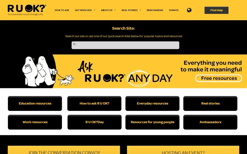 R U OK? website screenshot