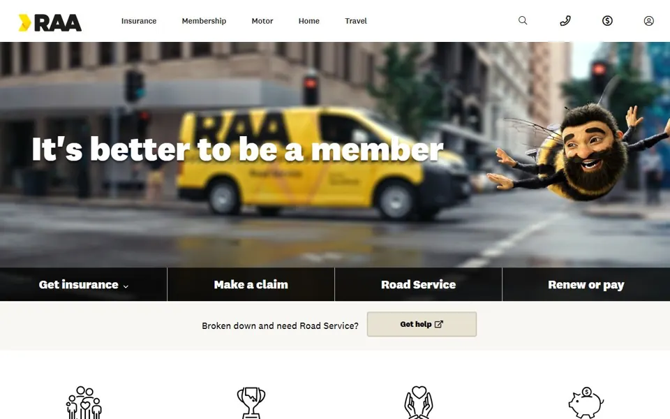 RAA website screenshot