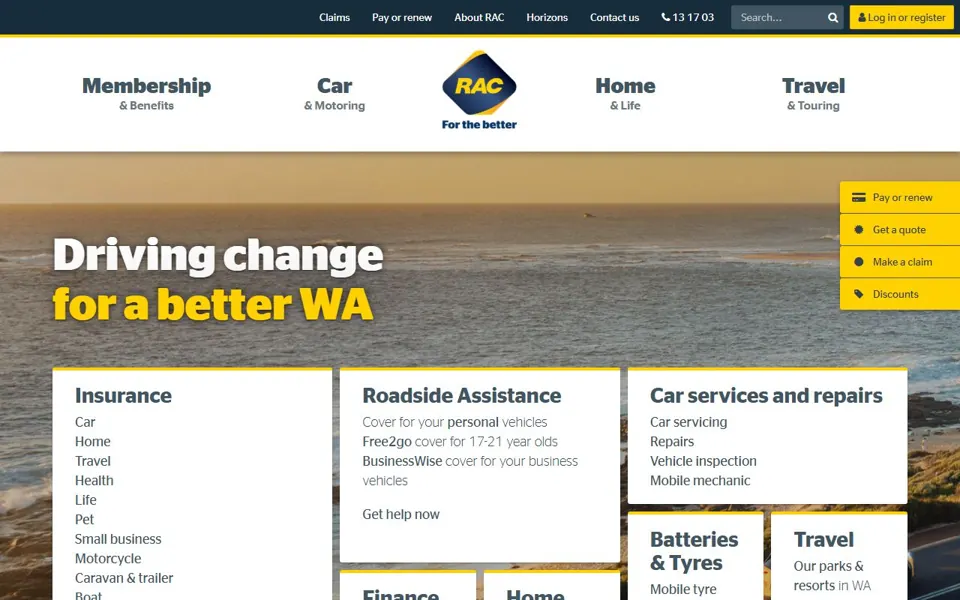 RAC WA website screenshot