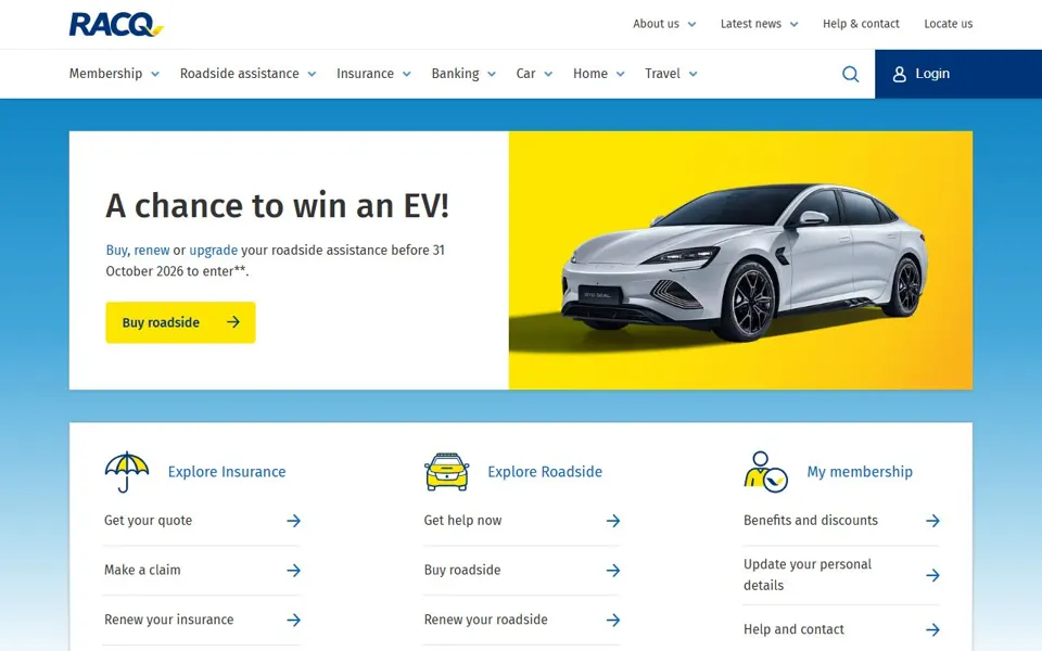 RACQ website screenshot