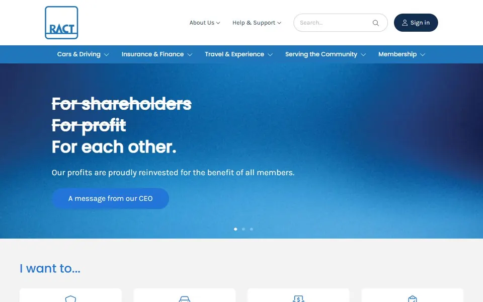 RACT website screenshot