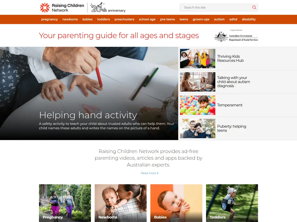 Raising Children Network website screenshot