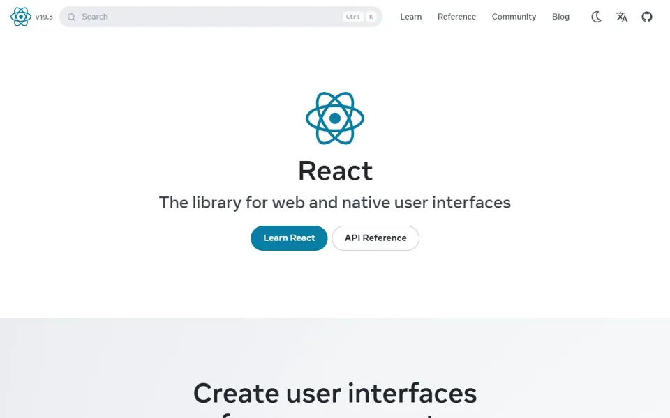 React website screenshot