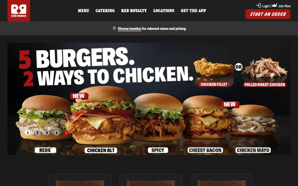 Red Rooster website screenshot