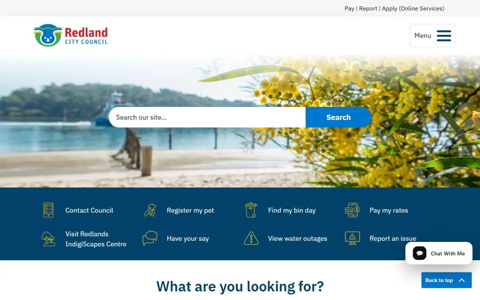 Redland City Council website screenshot