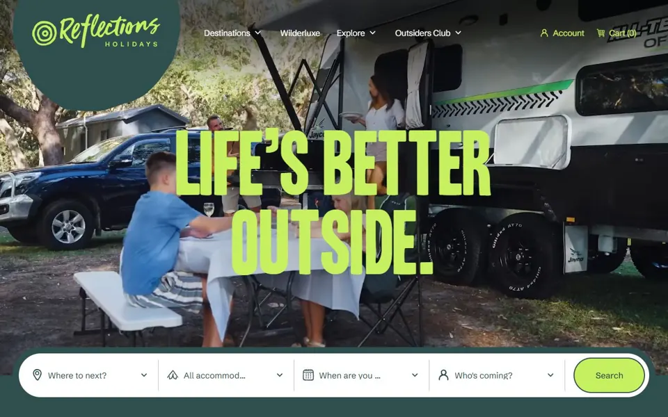 Reflections Holidays website screenshot