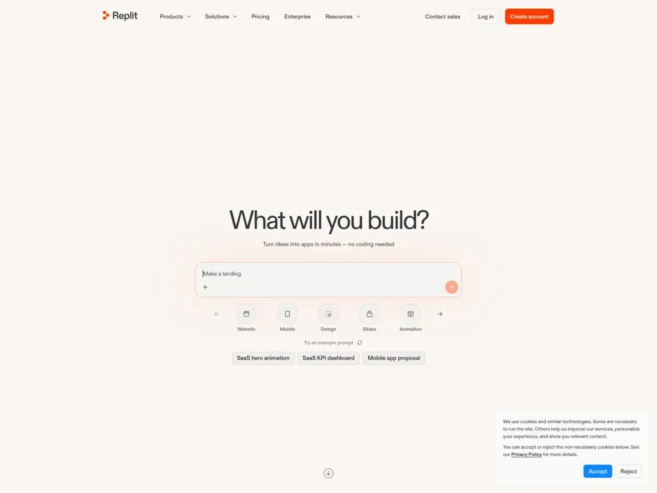Replit website screenshot